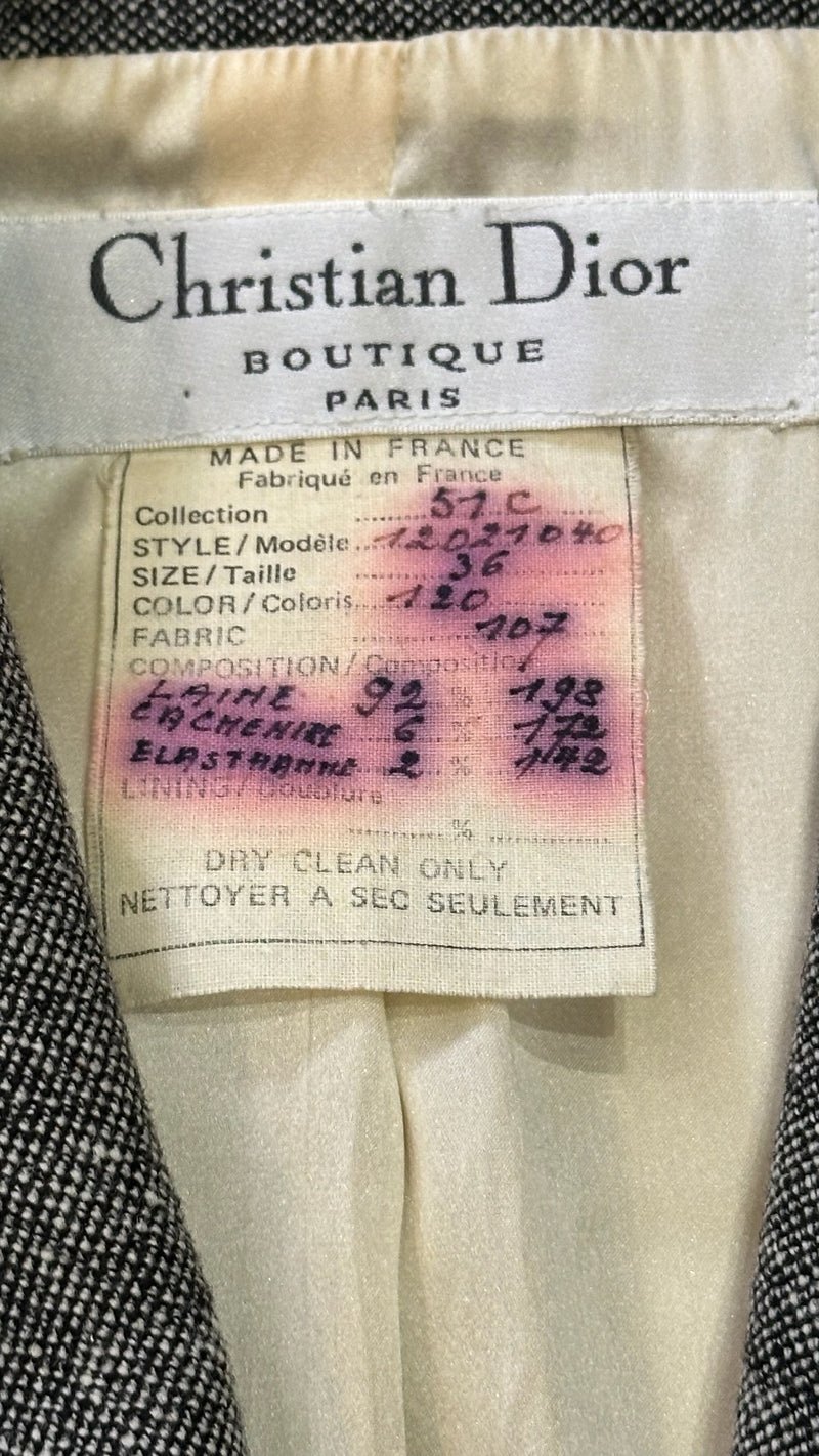 Christian Dior by John Galliano F/W 1998 Grey Fringe-Trimmed Fitted Jacket