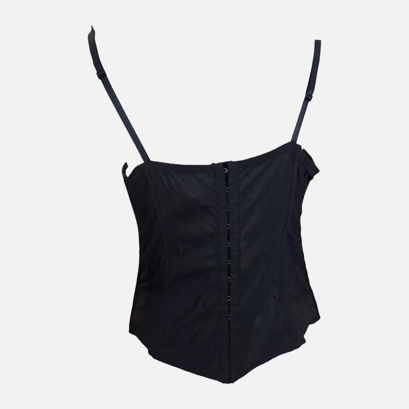 Dolce & Gabbana S/S 1995 Black Satin Lace-Up Boned Corset
