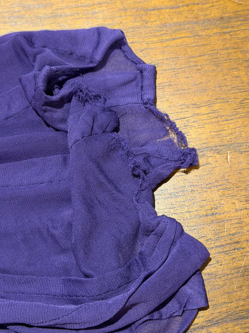 Purple pleated dress by Gucci Tom Ford, full-length front view on mannequin