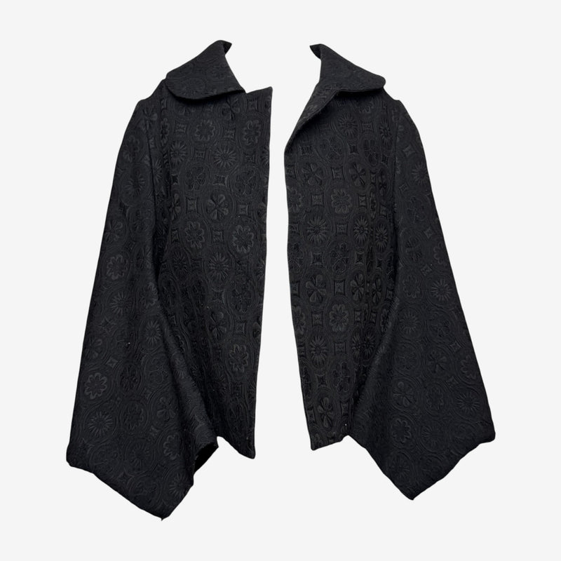 Comme Des Garçons F/W 2004 Black Embossed Floral Bow-Back Cropped Cape Jacket
