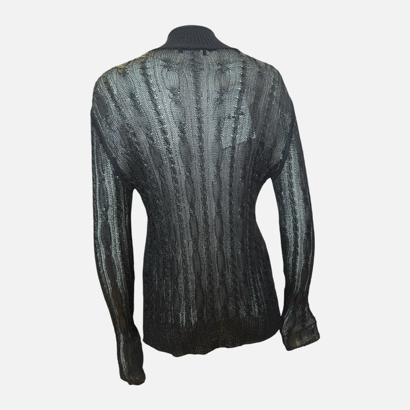 Christian Dior by John Galliano S/S 1999 Black Sheer Open-Front Cable-Knit Jacket