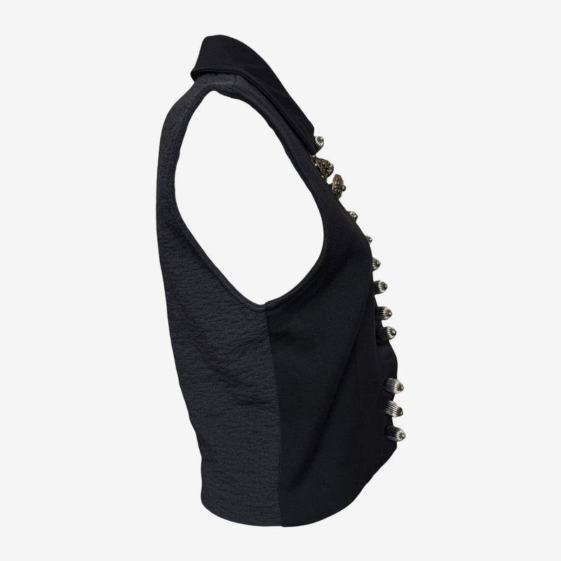 Helmut Lang military vest, back view of sleeveless wool silhouette from F/W 1989