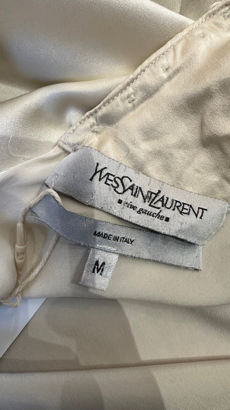 Yves Saint Laurent by Tom Ford Silk High Necked Top 2000s Satin Turtleneck Blouse