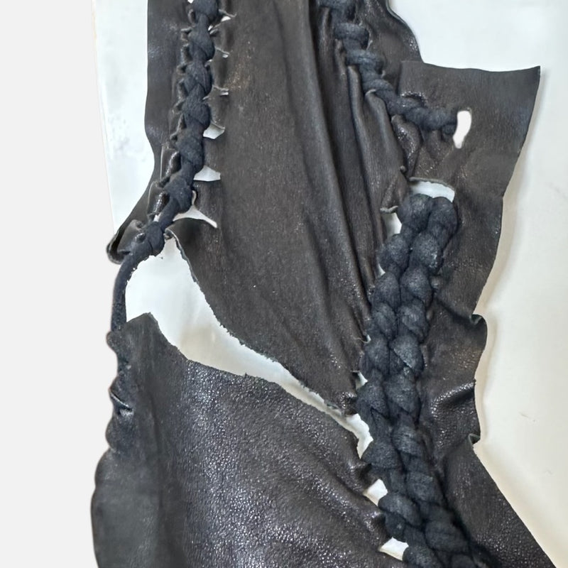 Jean Paul Gaultier S/S 2001 Black Leather Braided-Front Tank Top