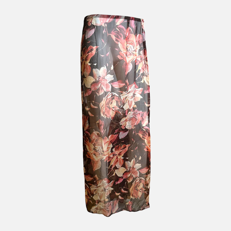 Dolce & Gabbana S/S 1997 Dark Floral Sheer Maxi Skirt