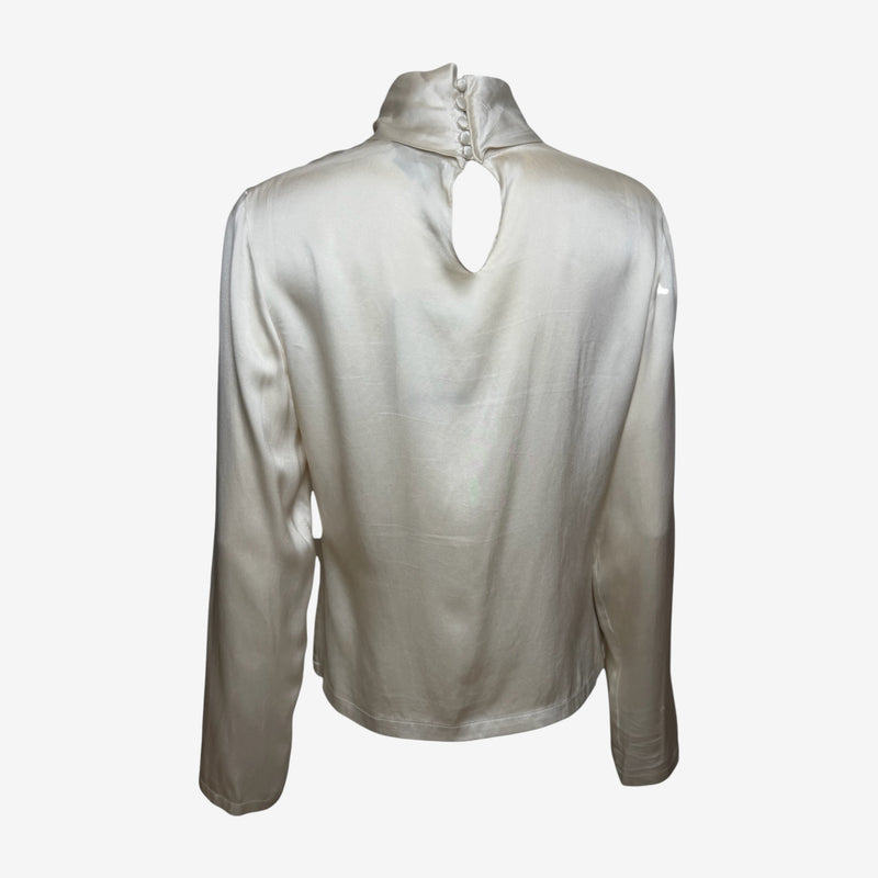 Yves Saint Laurent by Tom Ford Silk High Necked Top 2000s Satin Turtleneck Blouse