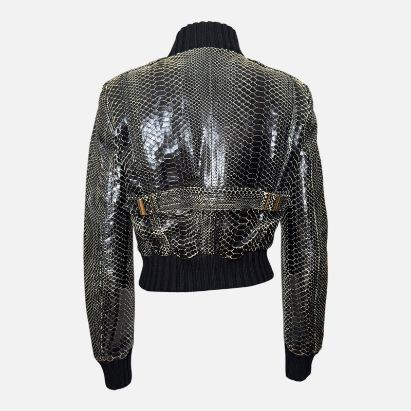 Gucci S/S 2009 Black Python Snakeskin Cropped Bomber Jacket
