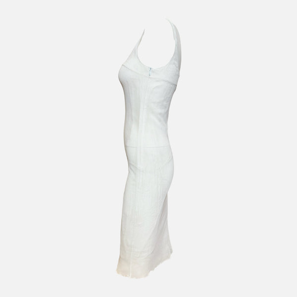 Miu Miu F/W 1999 White Sheer Mesh Bodycon Midi Dress