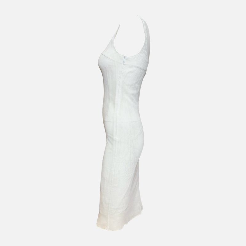 Miu Miu F/W 1999 White Sheer Mesh Bodycon Midi Dress