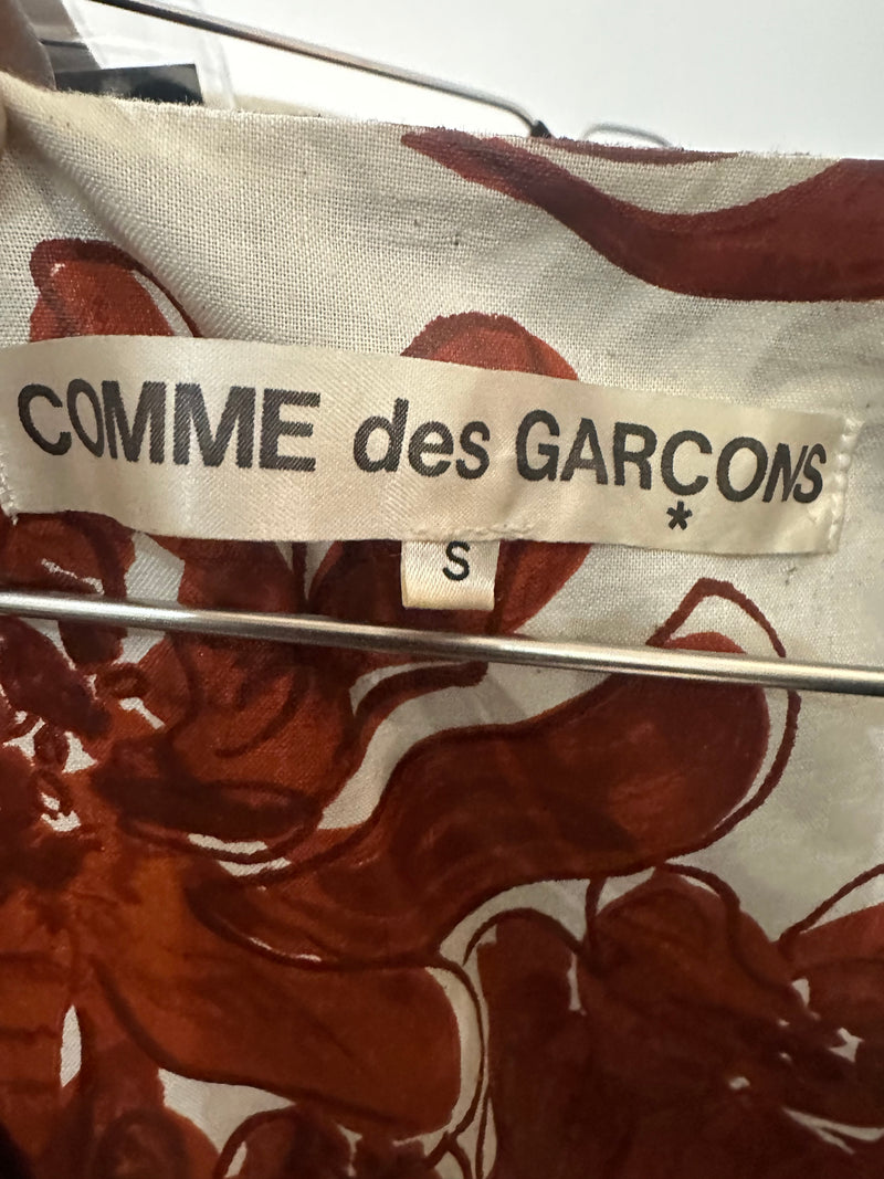 Comme Des Garçons F/W 1996 Navy Rose-Print Sheer Apron Dress