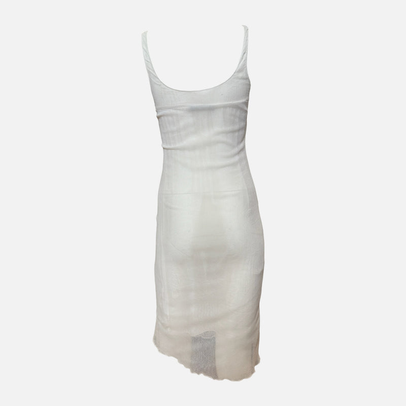 Miu Miu F/W 1999 White Sheer Mesh Bodycon Midi Dress