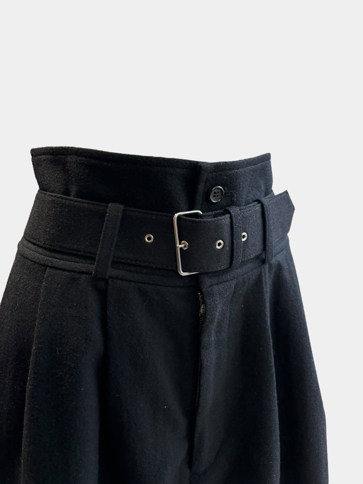 Comme Des Garcons FW89 Belted Wool Black Skirt