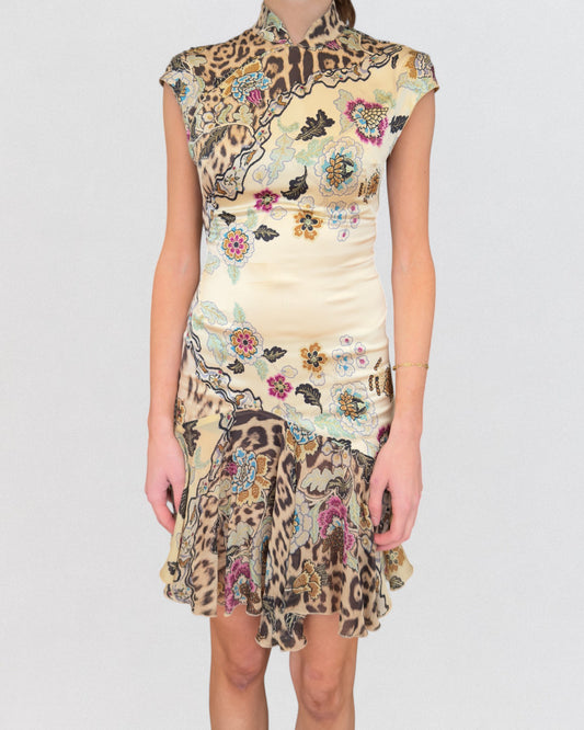 Roberto Cavalli Spring 2003 Cheongsam Silk Dress
