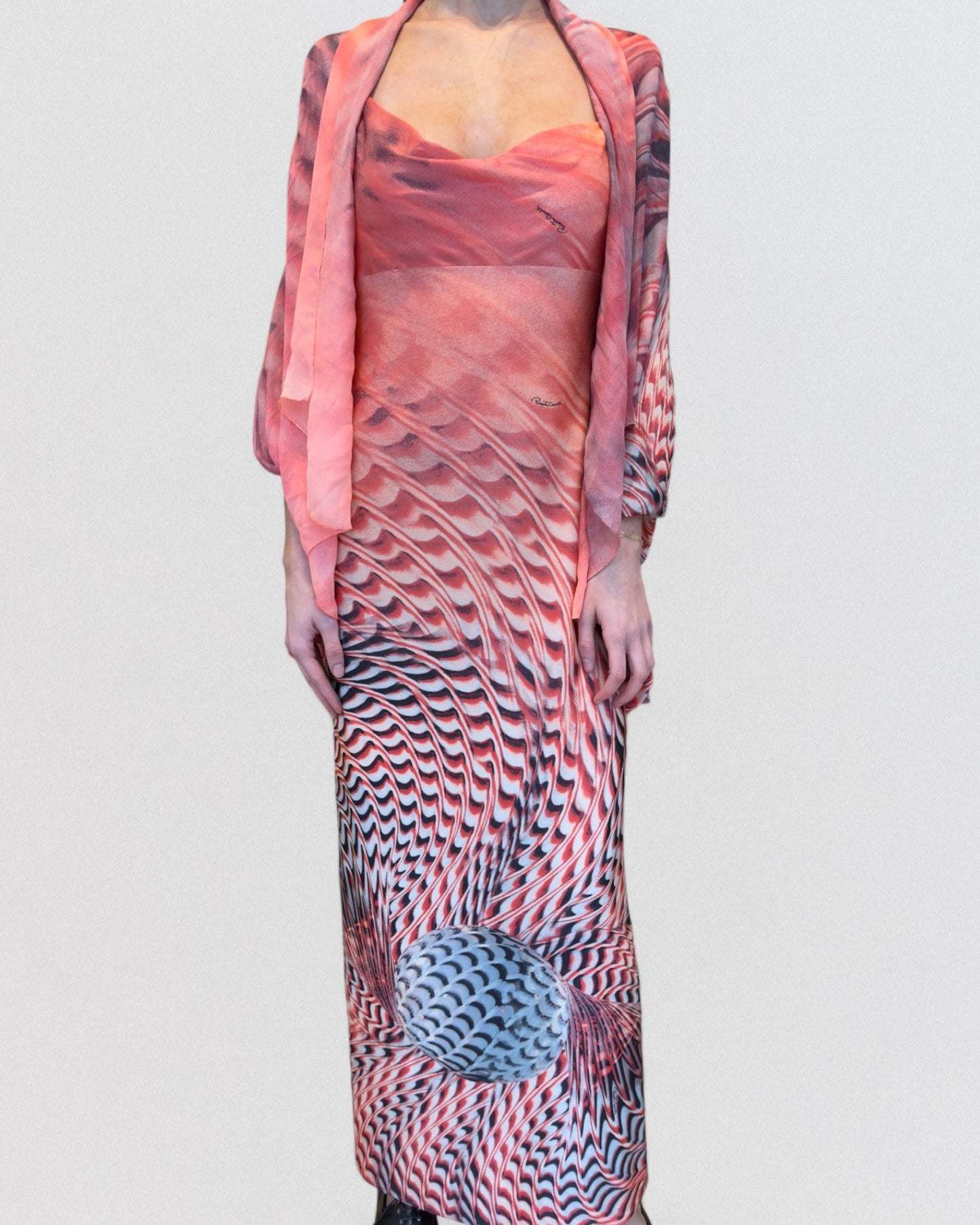 Roberto Cavalli Spring 2001 Optical Tie-Dye Evening Dress