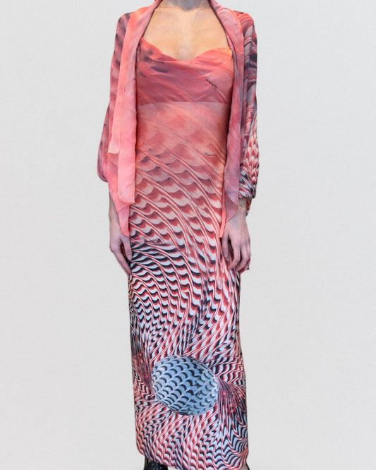 Roberto Cavalli Spring 2001 Optical Tie-Dye Evening Dress