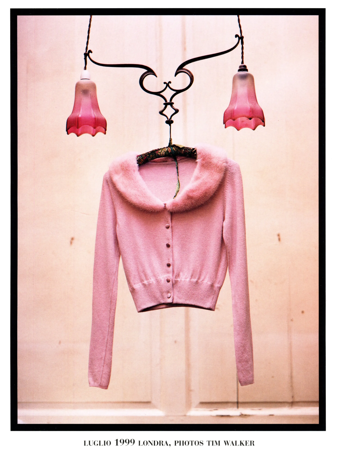 Blumarine F/W 1999 Pink Fur-Trim Cardigan and Floral Chiffon Skirt Ensemble