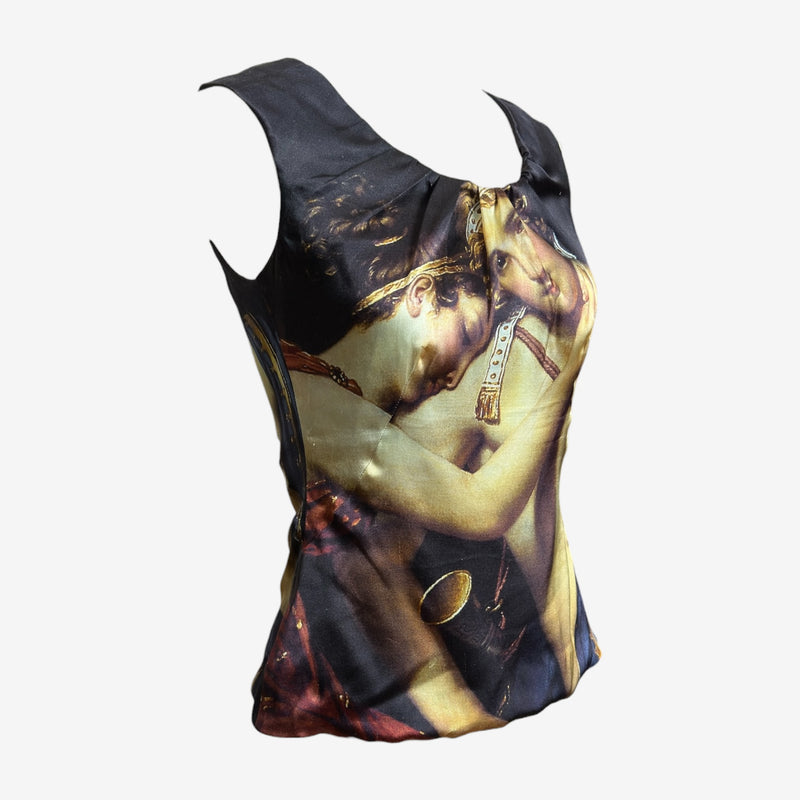 Dolce & Gabbana sleeveless top, side view showing fitted silhouette and black shoulder panels