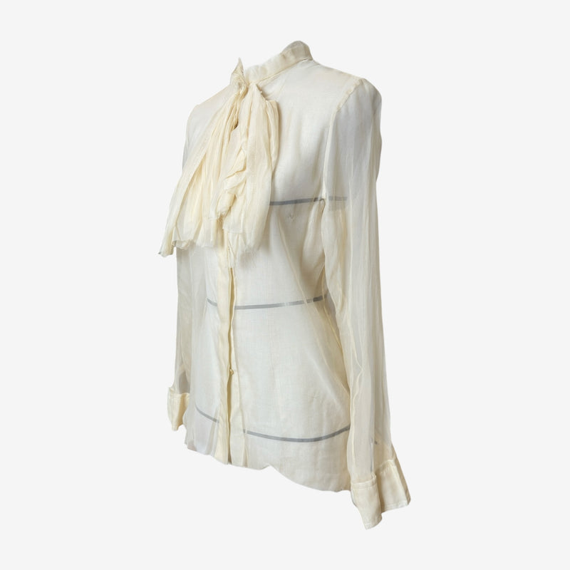 Alber Elbaz Lanvin blouse, side view showing long sleeves and flowing silhouette