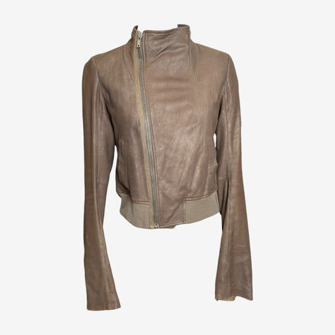 Rick Owens Cropped Bronze Leather Jacket