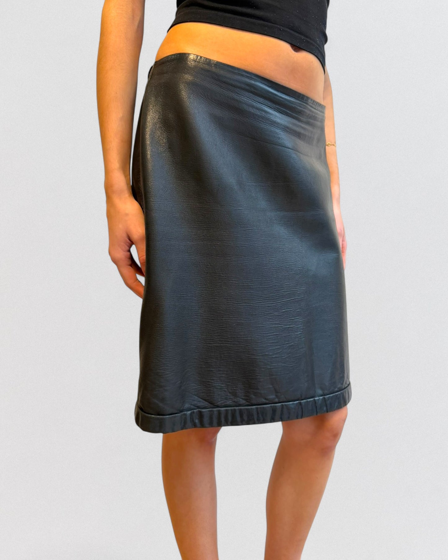 Ann Demeulemeester Fall 1995 Leather Midi Skirt