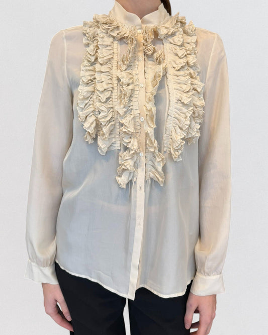 Chloe Fall 2005 White Silk Ruffled Shirt