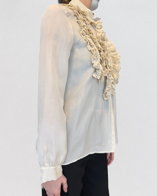 Chloe Fall 2005 White Silk Ruffled Shirt