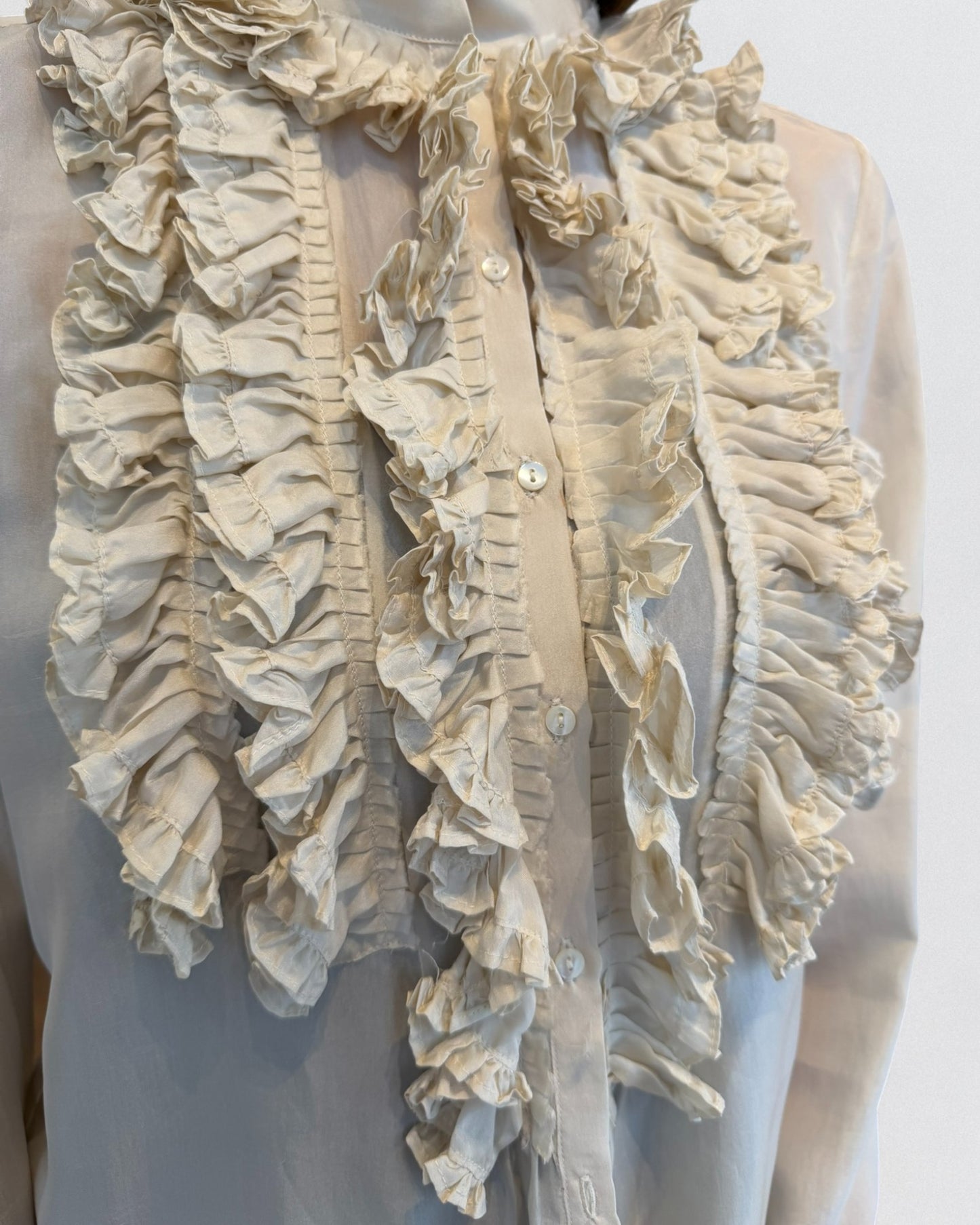 Chloe Fall 2005 White Silk Ruffled Shirt