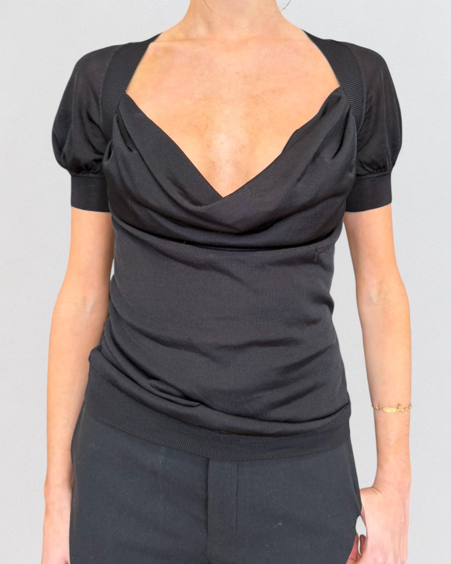 Alexander McQueen Spring 2007 Black Silk Knit Top