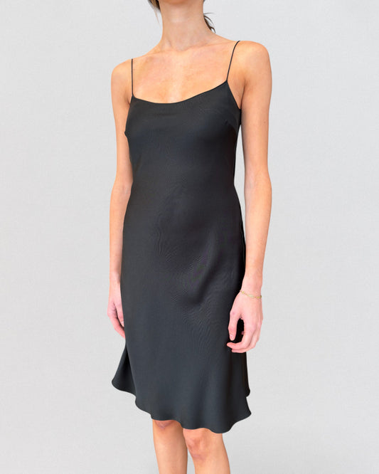 John Galliano Fall 1999 Black Silky Mini Slip Dress