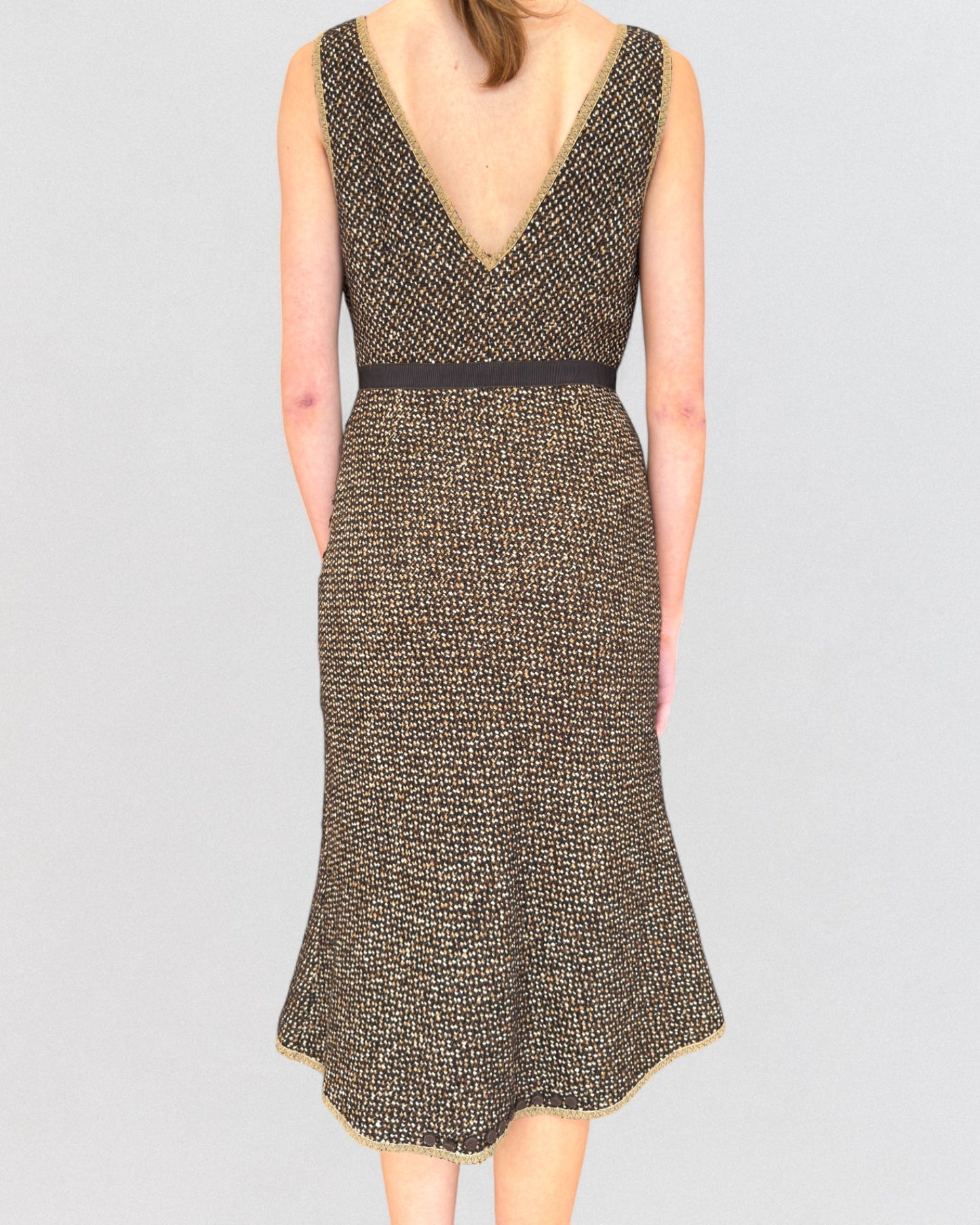 Prada Fall 2000 Tweed Midi Dress