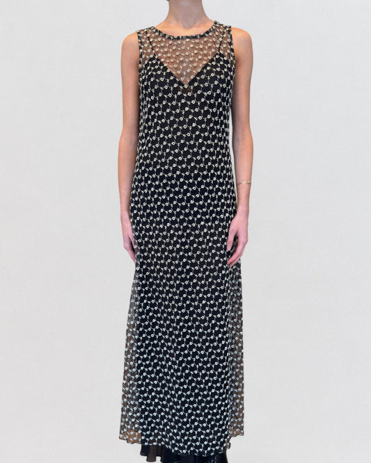 Blumarine Spring 1997 Rose Embroidered Mesh Dress