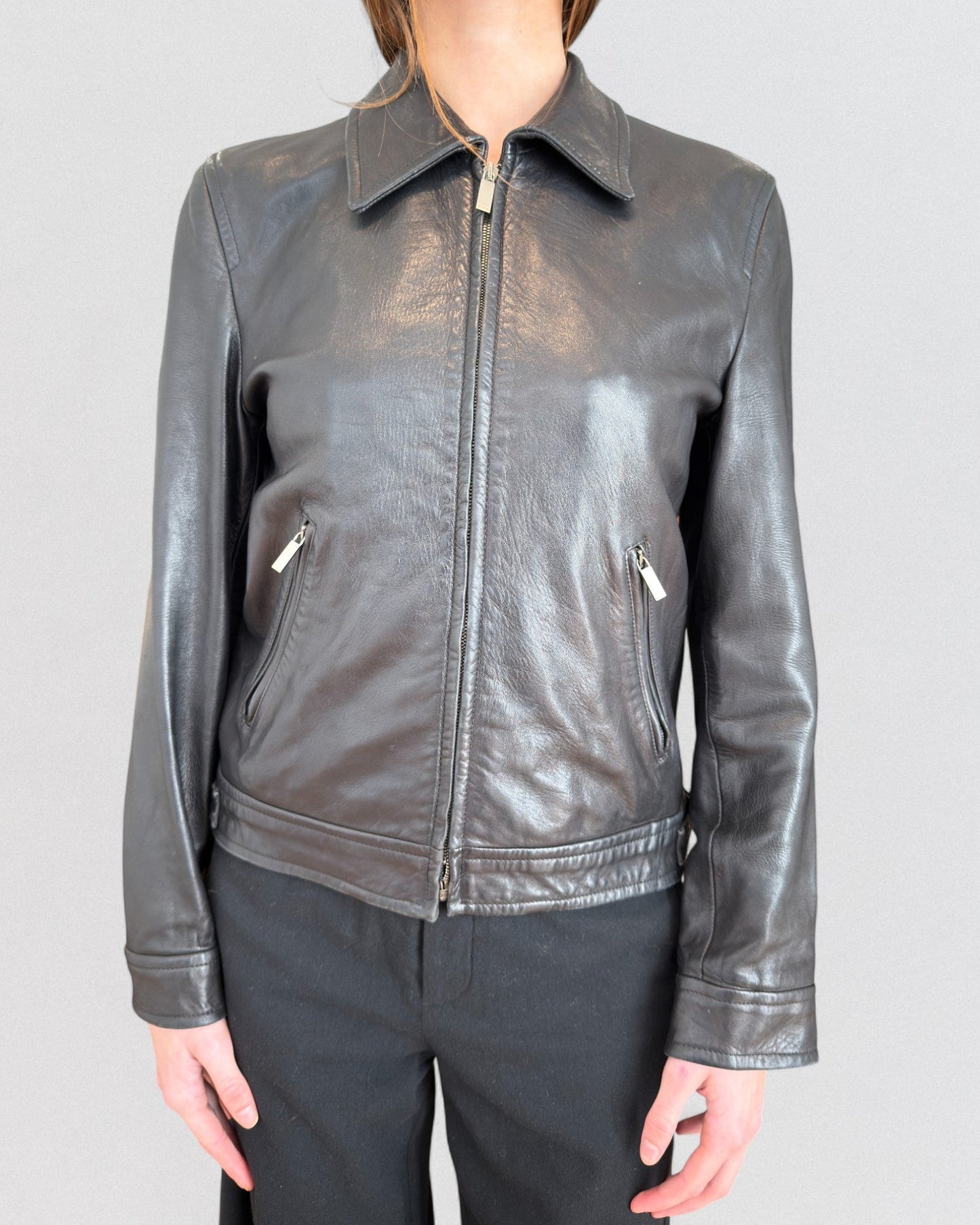 Gucci by Tom Ford Fall 1998 Black Leather Jacket