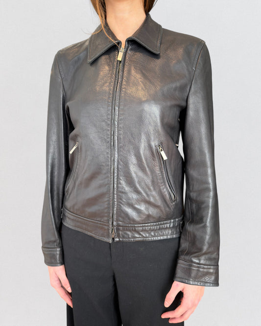 Gucci by Tom Ford Fall 1998 Black Leather Jacket