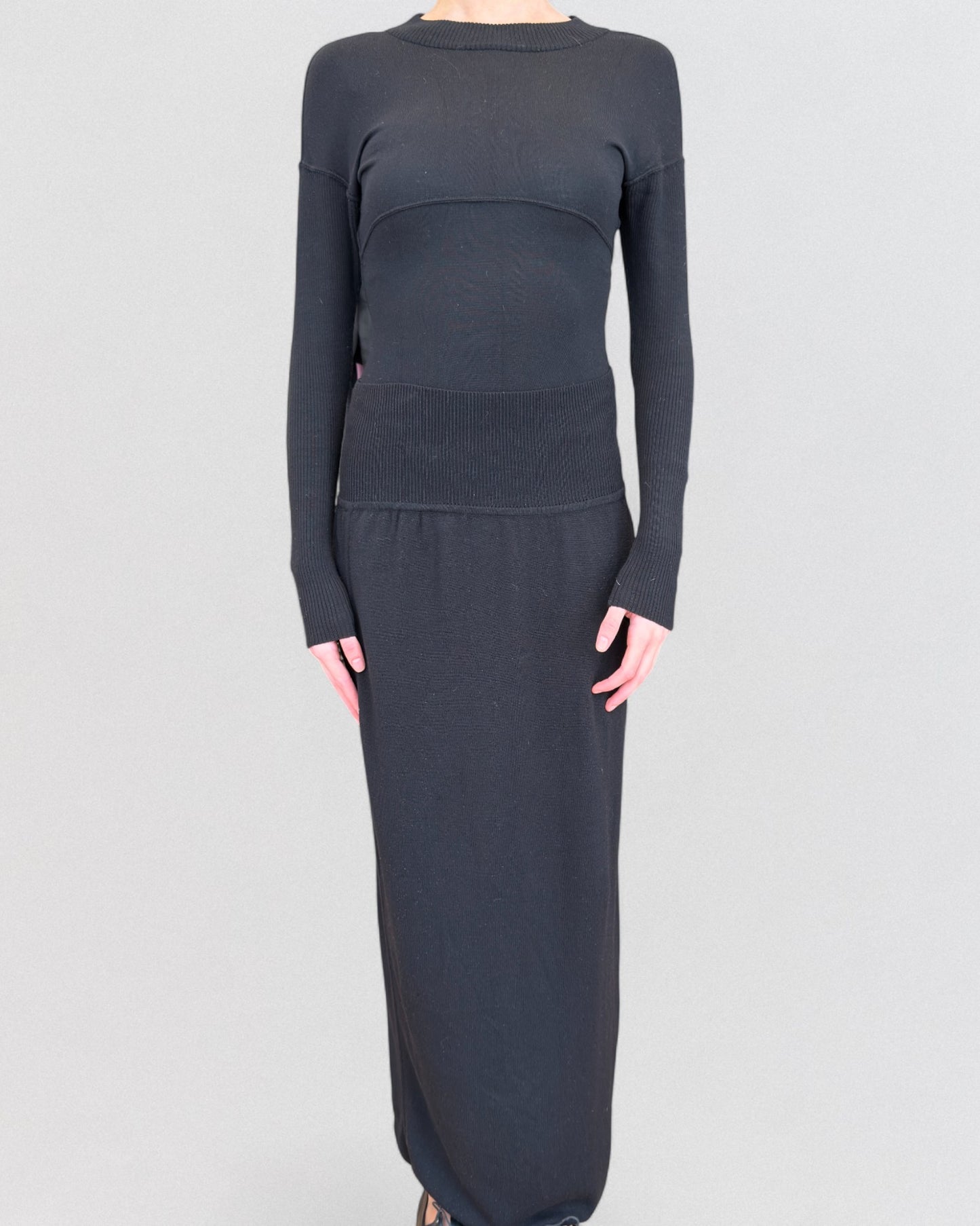 Alaïa Fall 1987 Wool Knitted Body and Skirt Ensemble