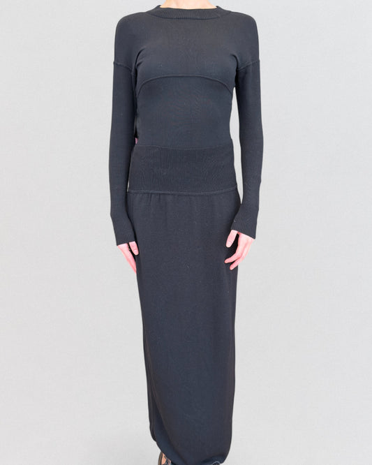 Alaïa Fall 1987 Wool Knitted Body and Skirt Ensemble