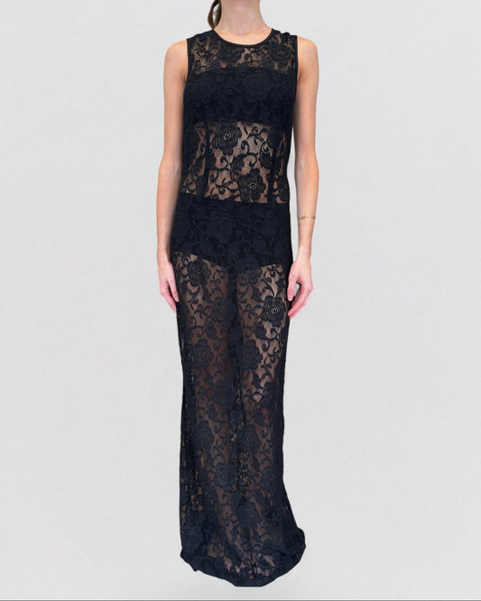 Dolce & Gabbana Spring 1997 Black Lace Long Gown