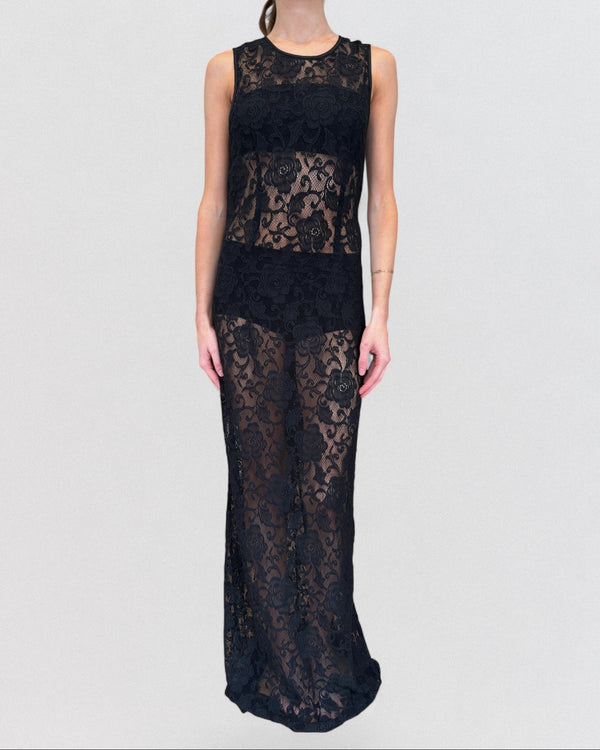 Dolce & Gabbana S/S 1997 Black Lace Long Gown