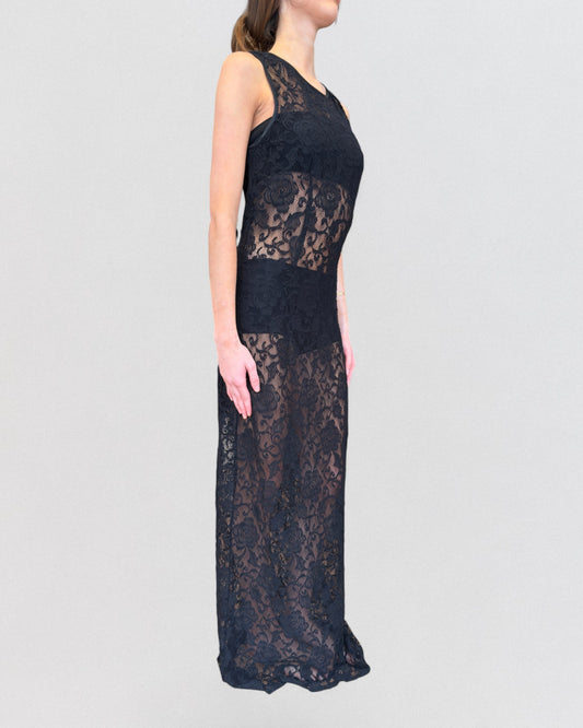 Dolce & Gabbana Spring 1997 Black Lace Long Gown