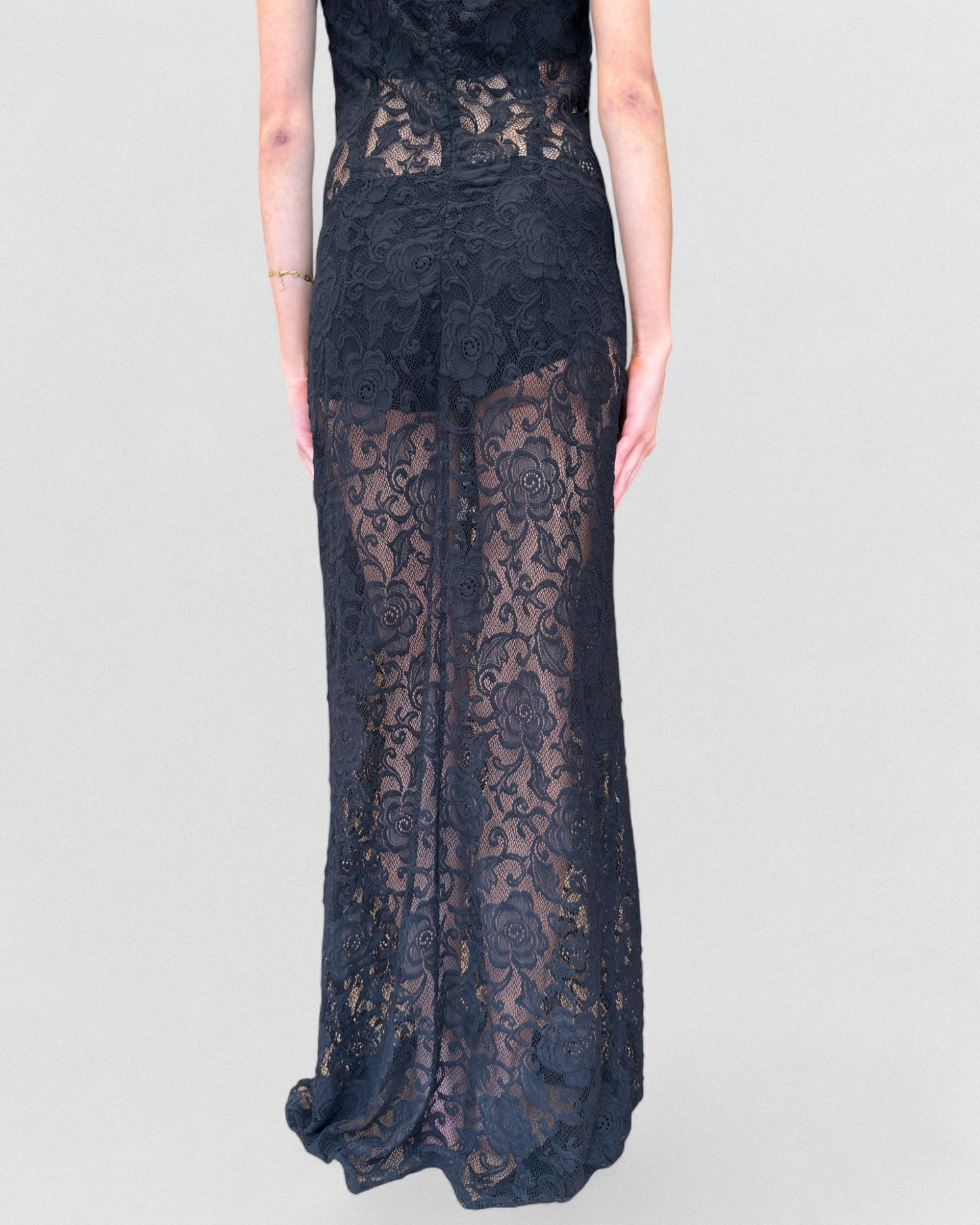 Dolce & Gabbana Spring 1997 Black Lace Long Gown