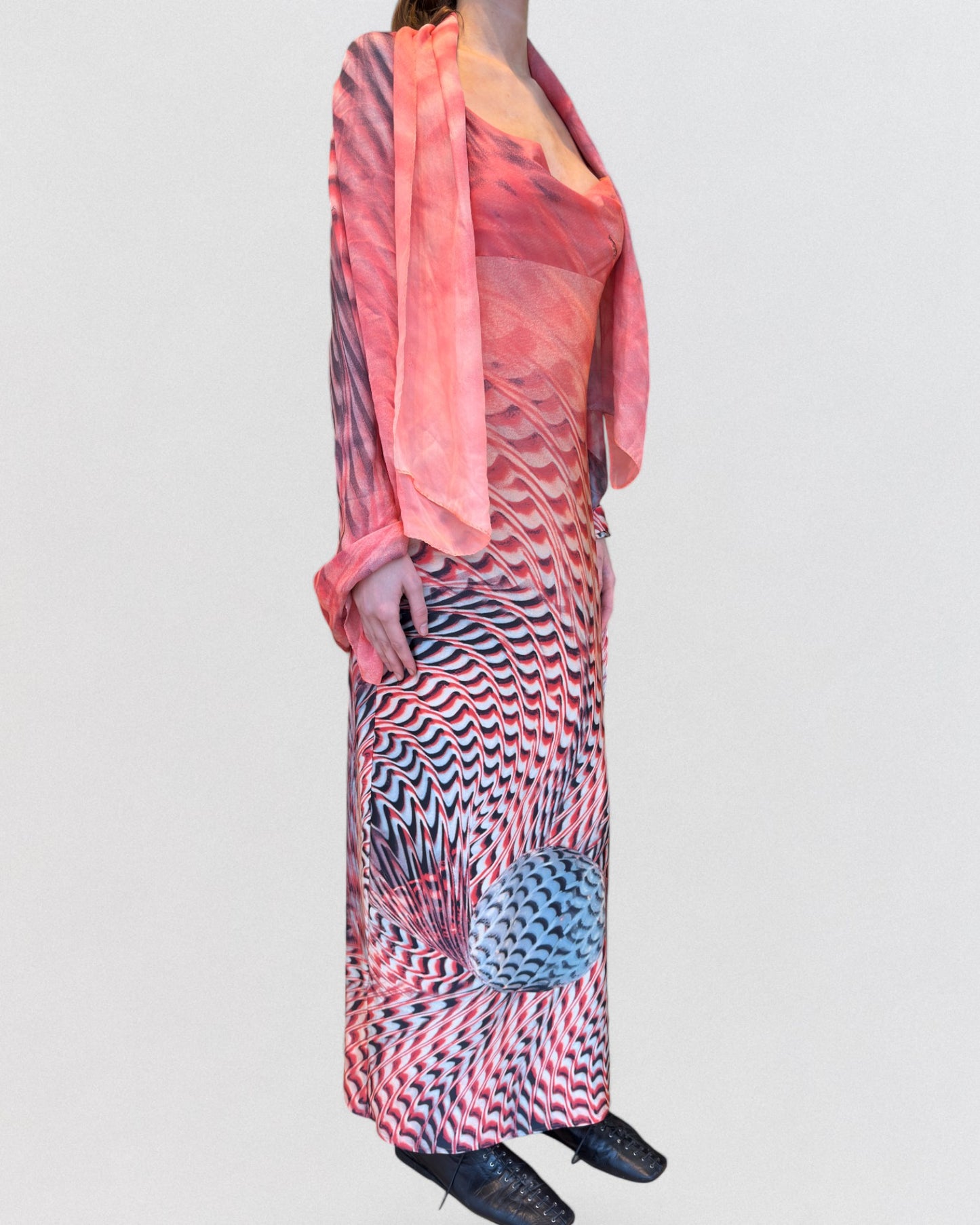 Roberto Cavalli Spring 2001 Optical Tie-Dye Evening Dress