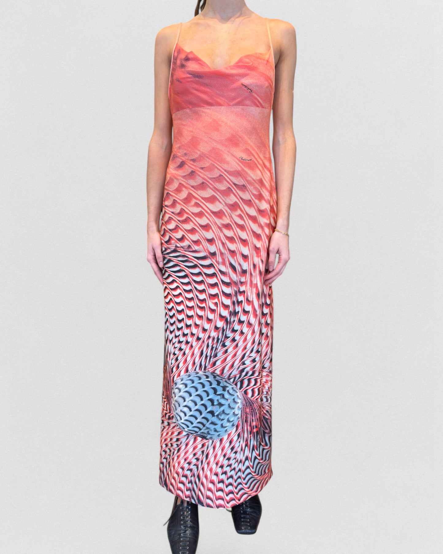 Roberto Cavalli Spring 2001 Optical Tie-Dye Evening Dress