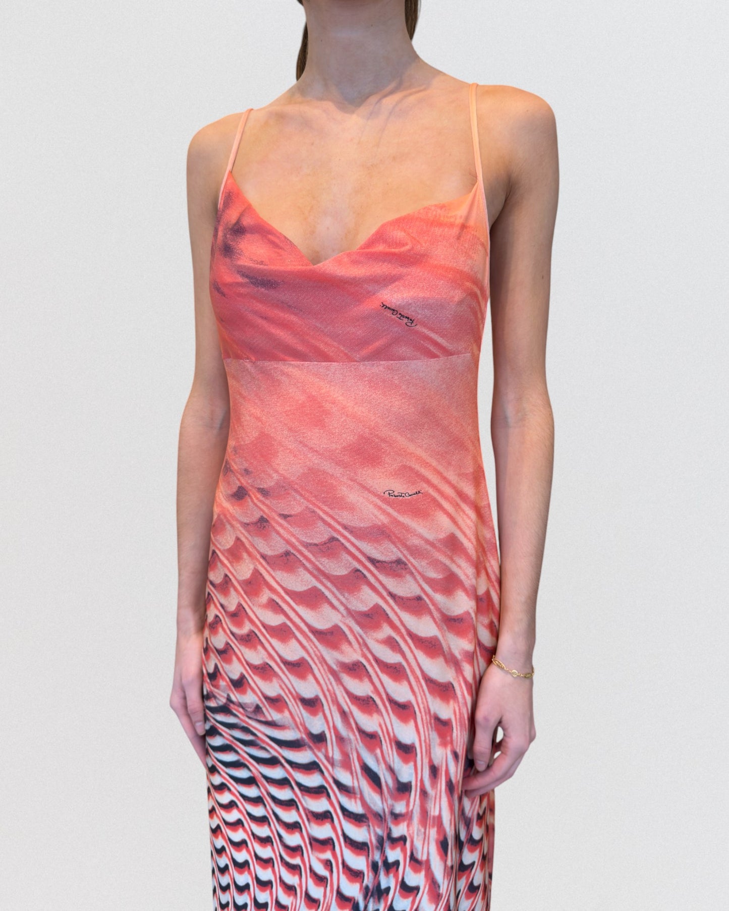Roberto Cavalli Spring 2001 Optical Tie-Dye Evening Dress