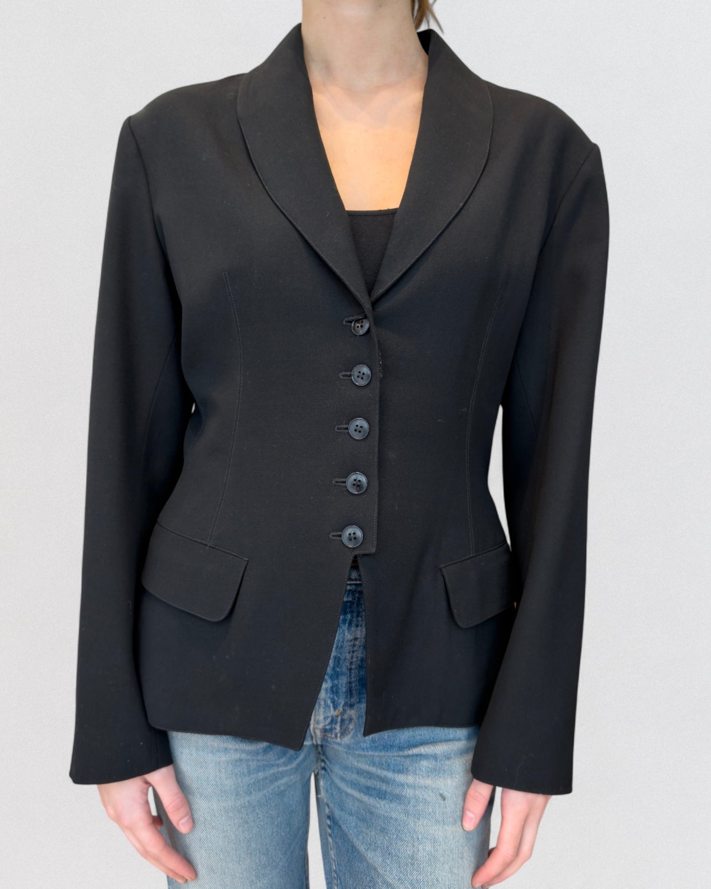 Documented Alaïa Fall 1992 Shawl Collar Black Blazer Jacket