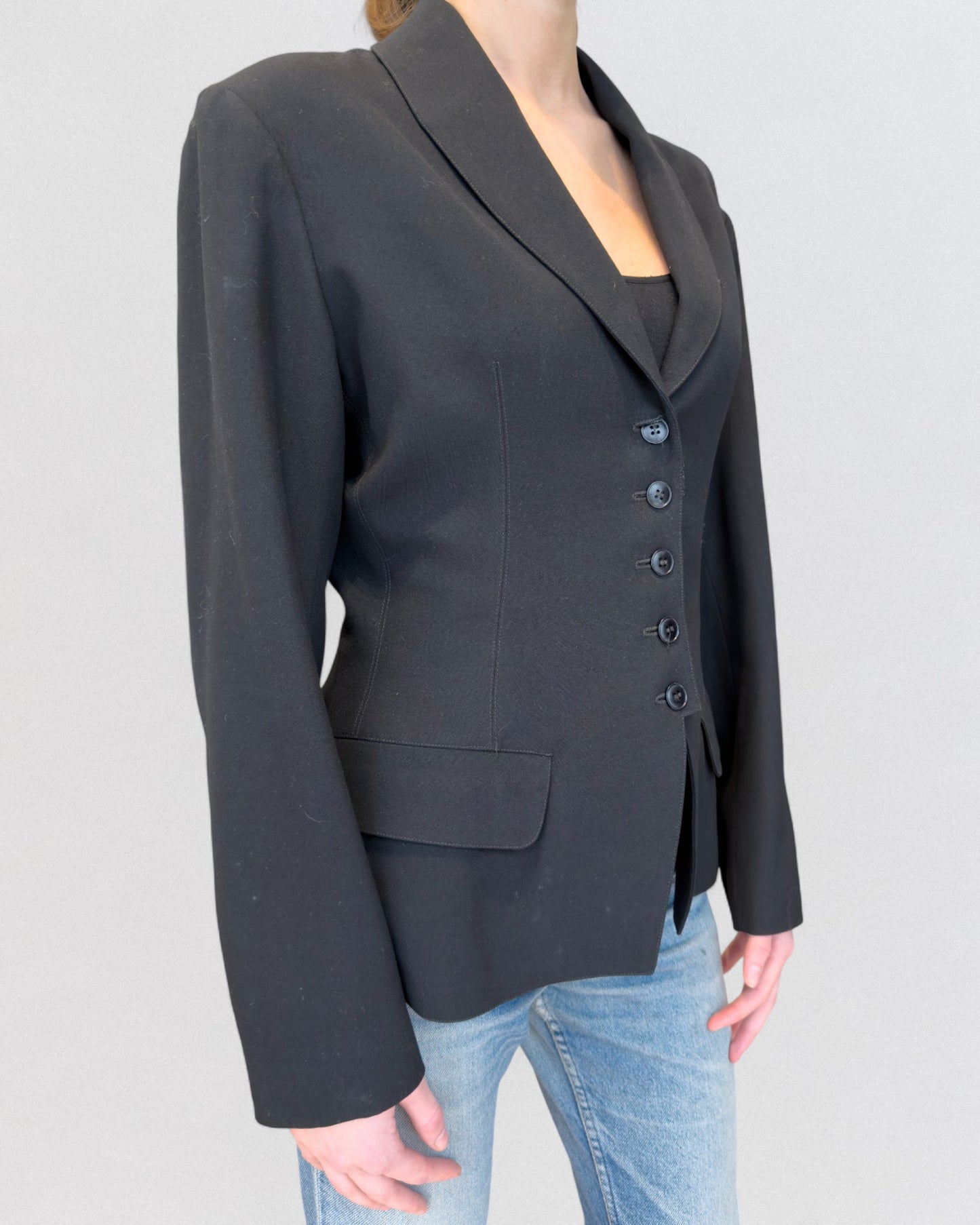 Documented Alaïa Fall 1992 Shawl Collar Black Blazer Jacket