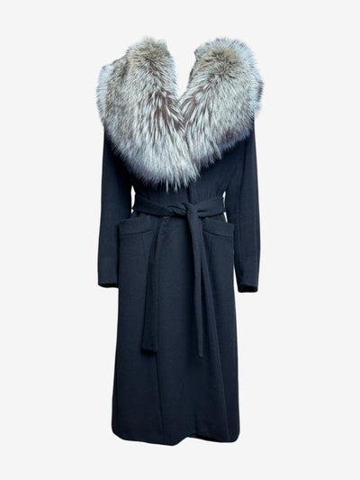 Valentino F/W 2002 Cashmere Black Coat with Silver Fox Fur Collar