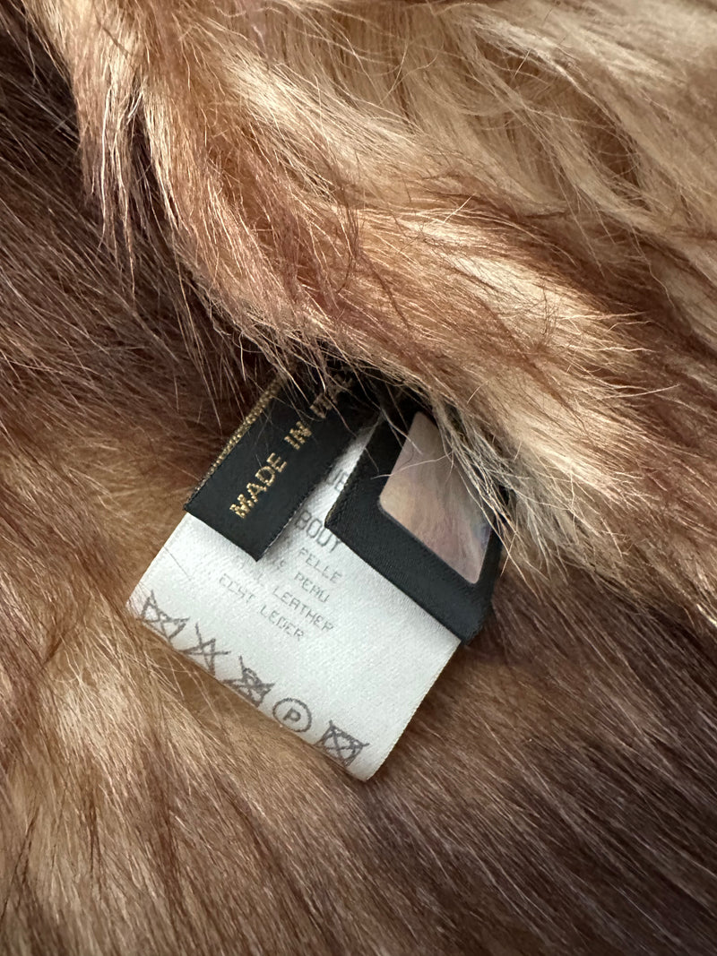 Cream shearling jacket by Roberto Cavalli, interior lining detail