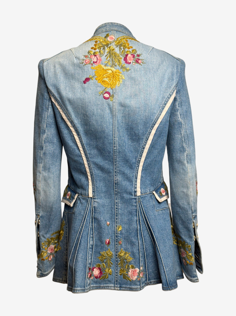 Roberto Cavalli military jacket back, embroidered with floral motifs across yoke and panels