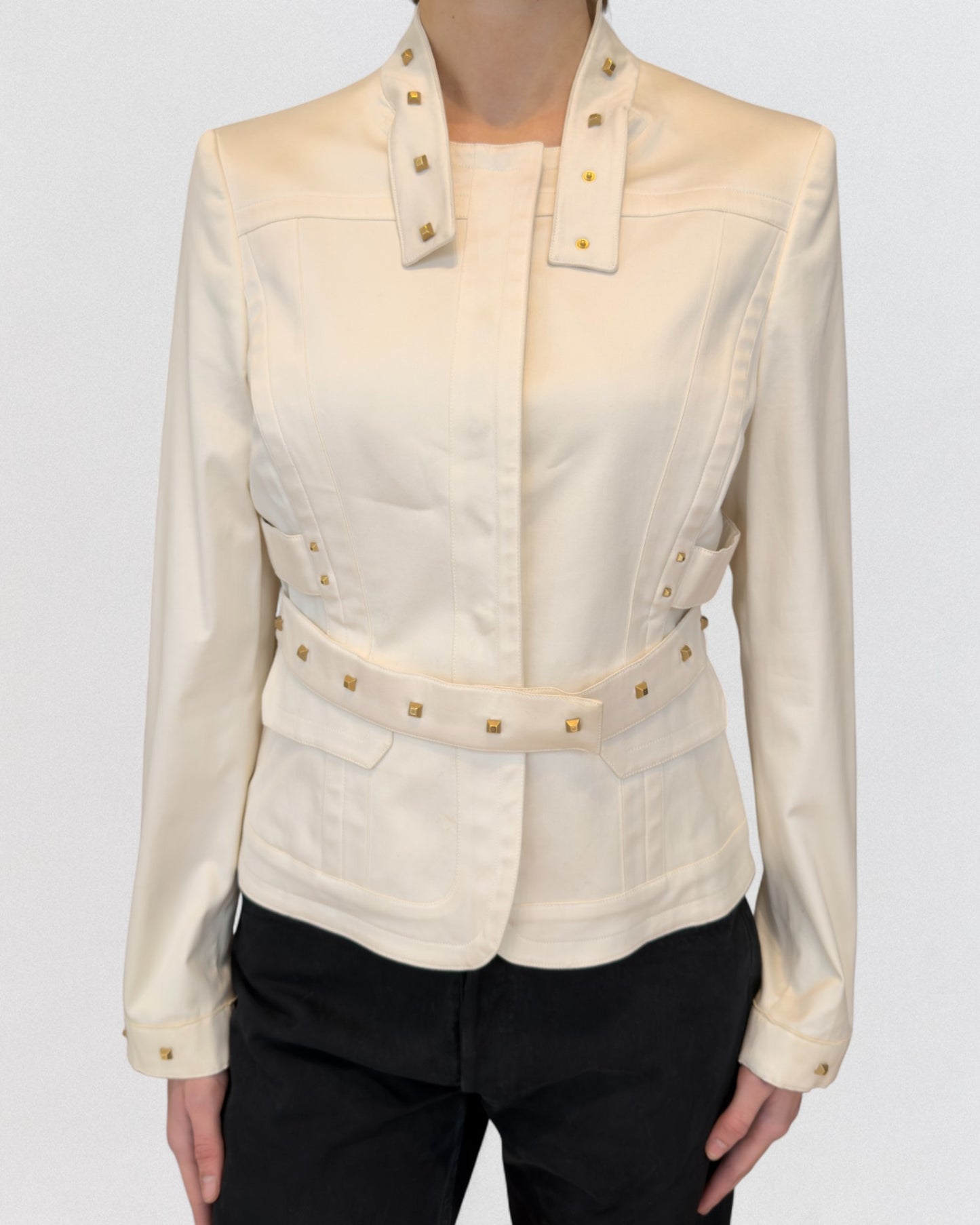 Gucci by Tom Ford Spring 2004 White Studded Jacket