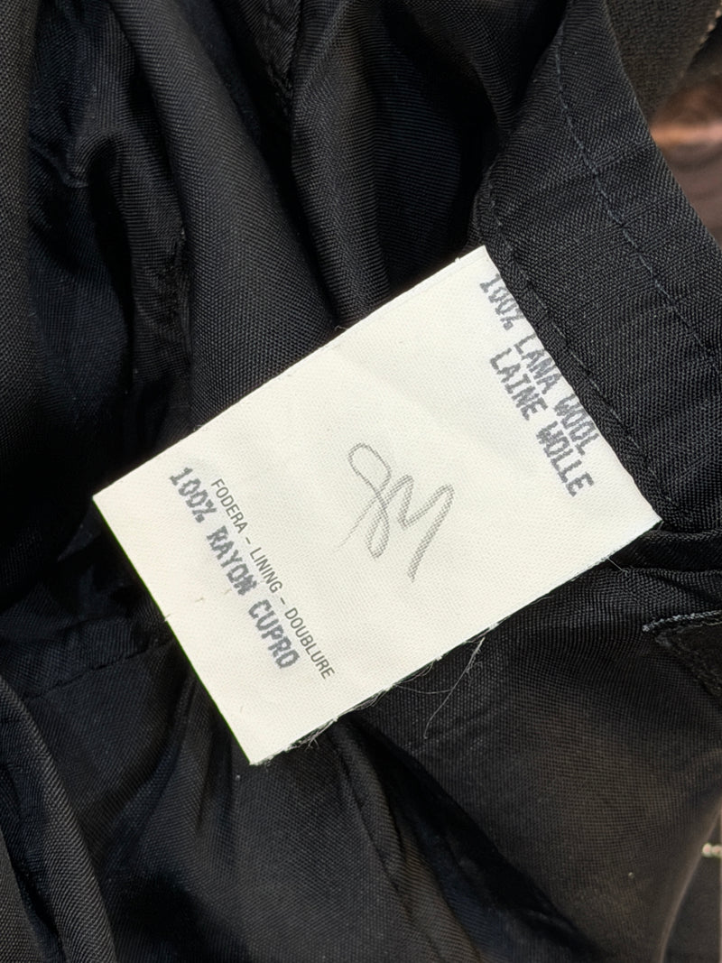 Navy pinstripe wool trousers by Gucci, side seam and tailored leg detail