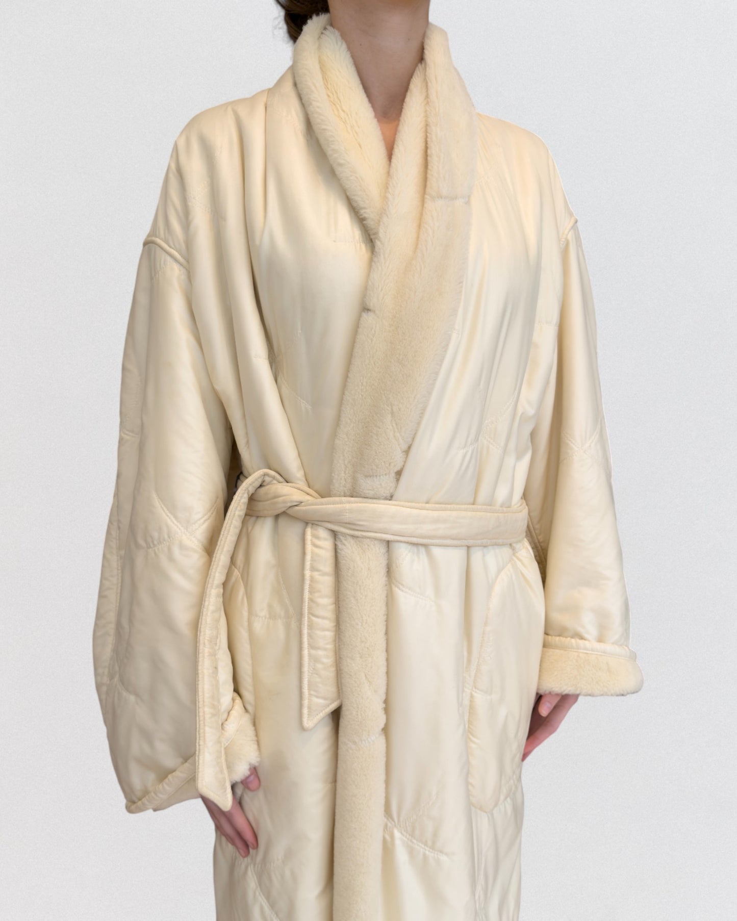 Thierry Mugler Early 1980s Faux Fur Shearling Bathrobe Coat